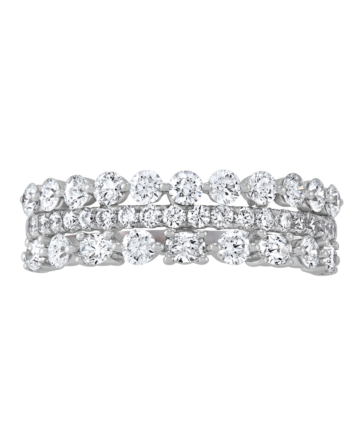 Macy's Multi Row Band Ring (1-1/4 Ct. T.w.) In 14k White Gold In Gray