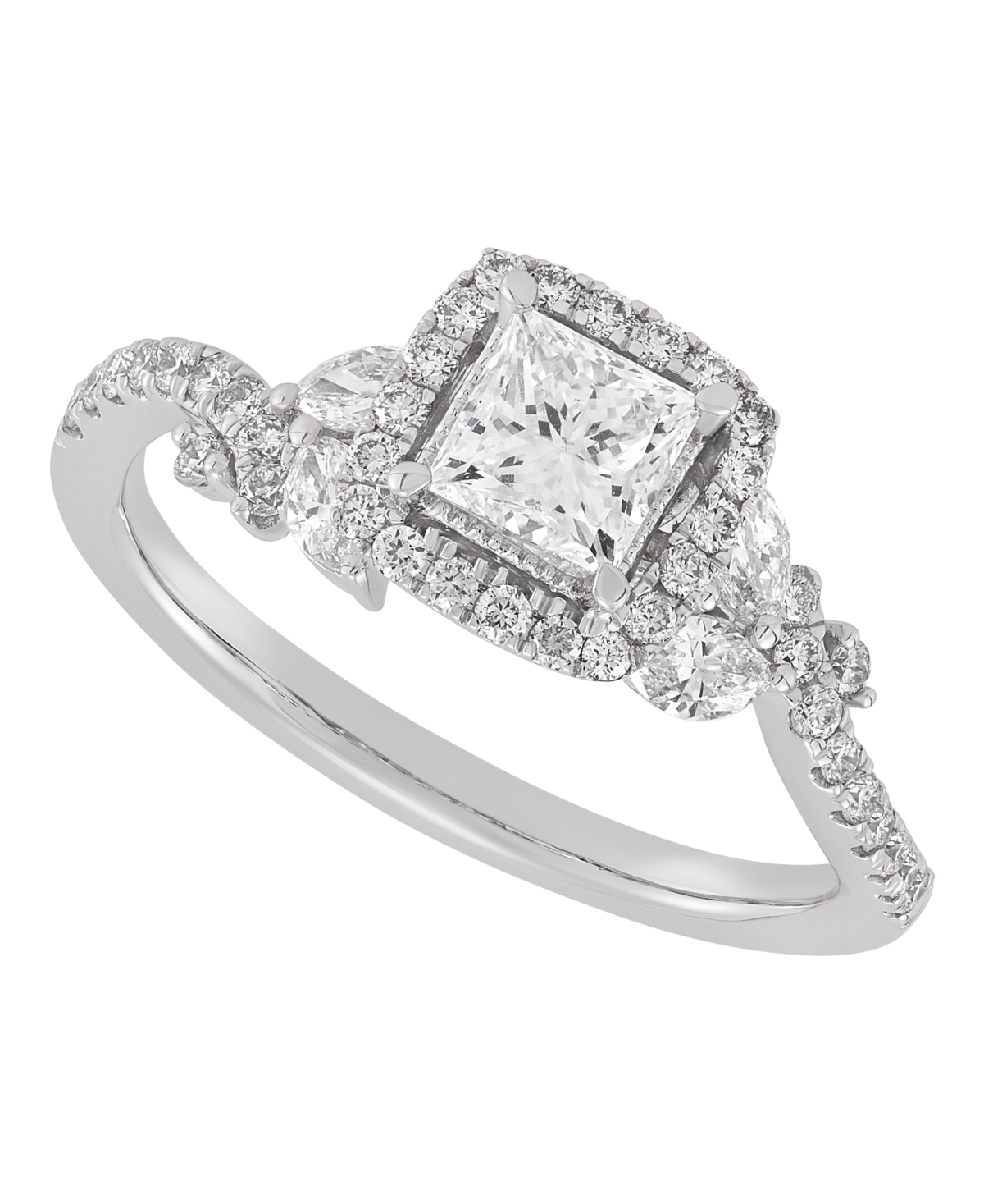 Macy's Princess Cut Halo Ring (1 Ct. T.w.) In 14k White Gold In Metallic