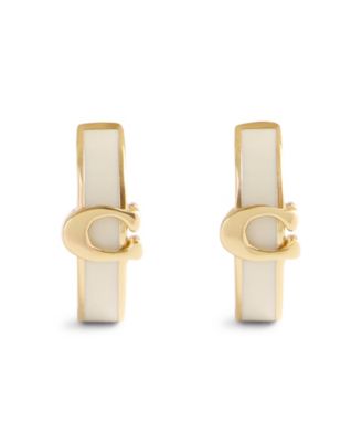 Gold Plated Signature C Enamel Huggie Earrings