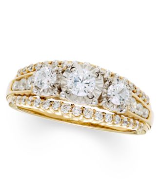 Diamond 3-Stone Ring (1 ct. t.w.) in 14k Yellow Gold