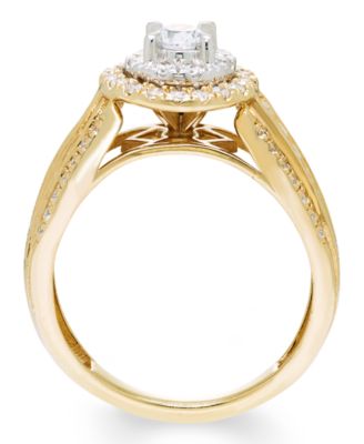 Diamond Halo Ring (1 ct. t.w.) in 14k Two-Tone Gold