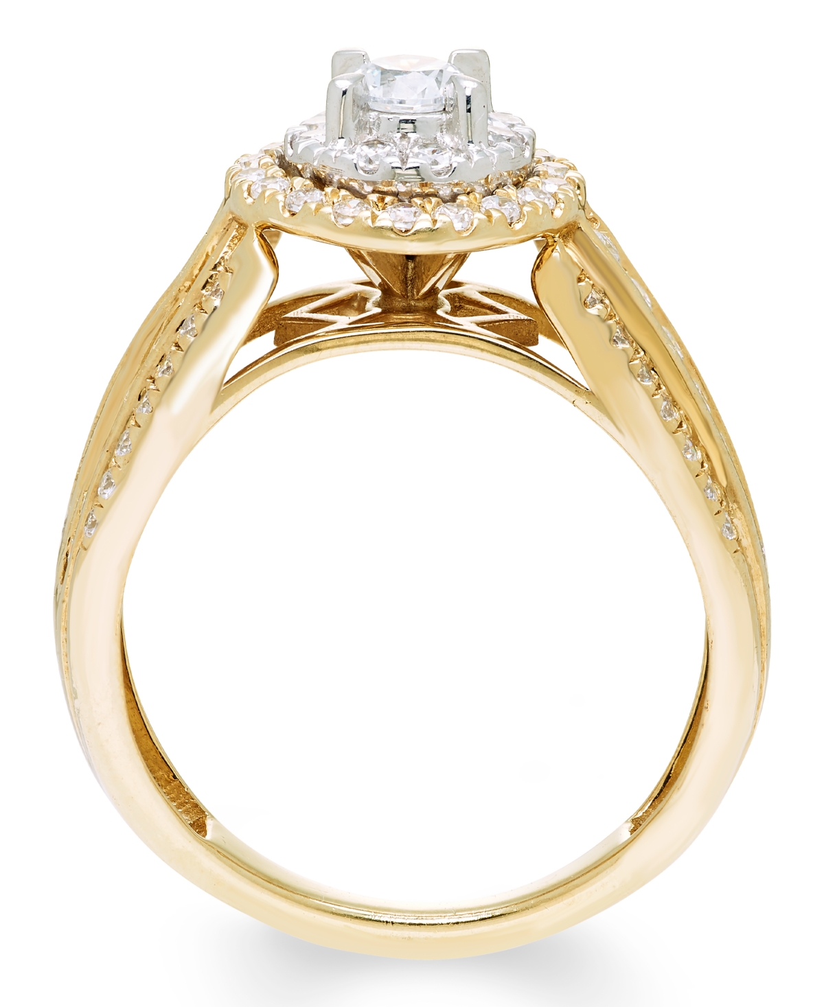 Macy's Diamond Halo Ring (1 ct. t.w.) in 14k Two-Tone Gold