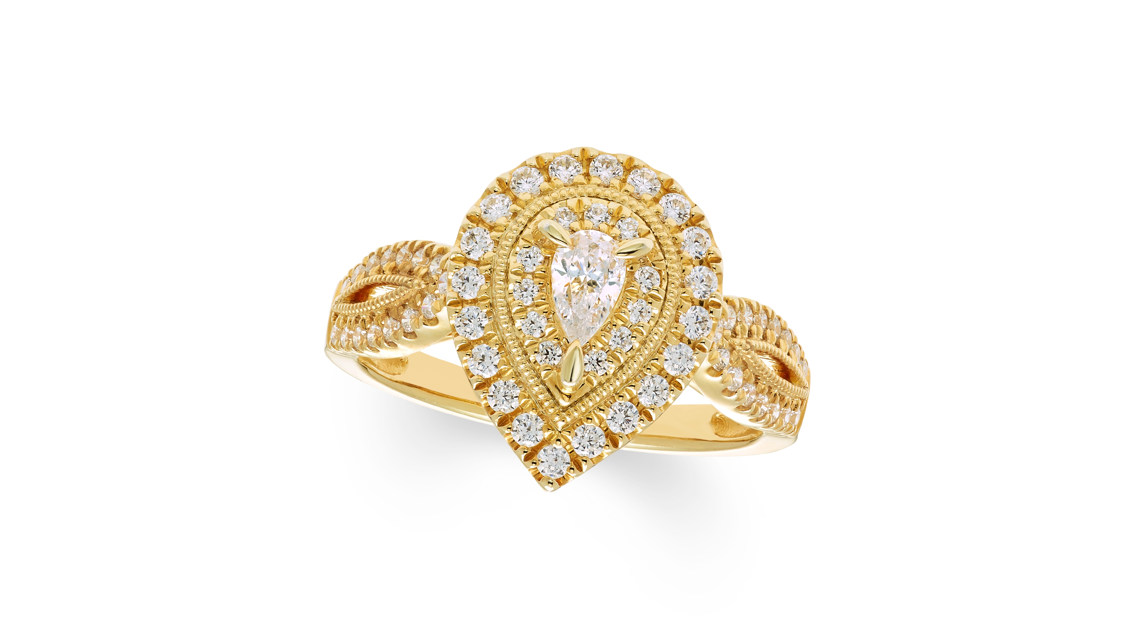 Macy's Diamond Pear Shape Halo Ring (3/4 ct. t.w.) in 14k Yellow Gold