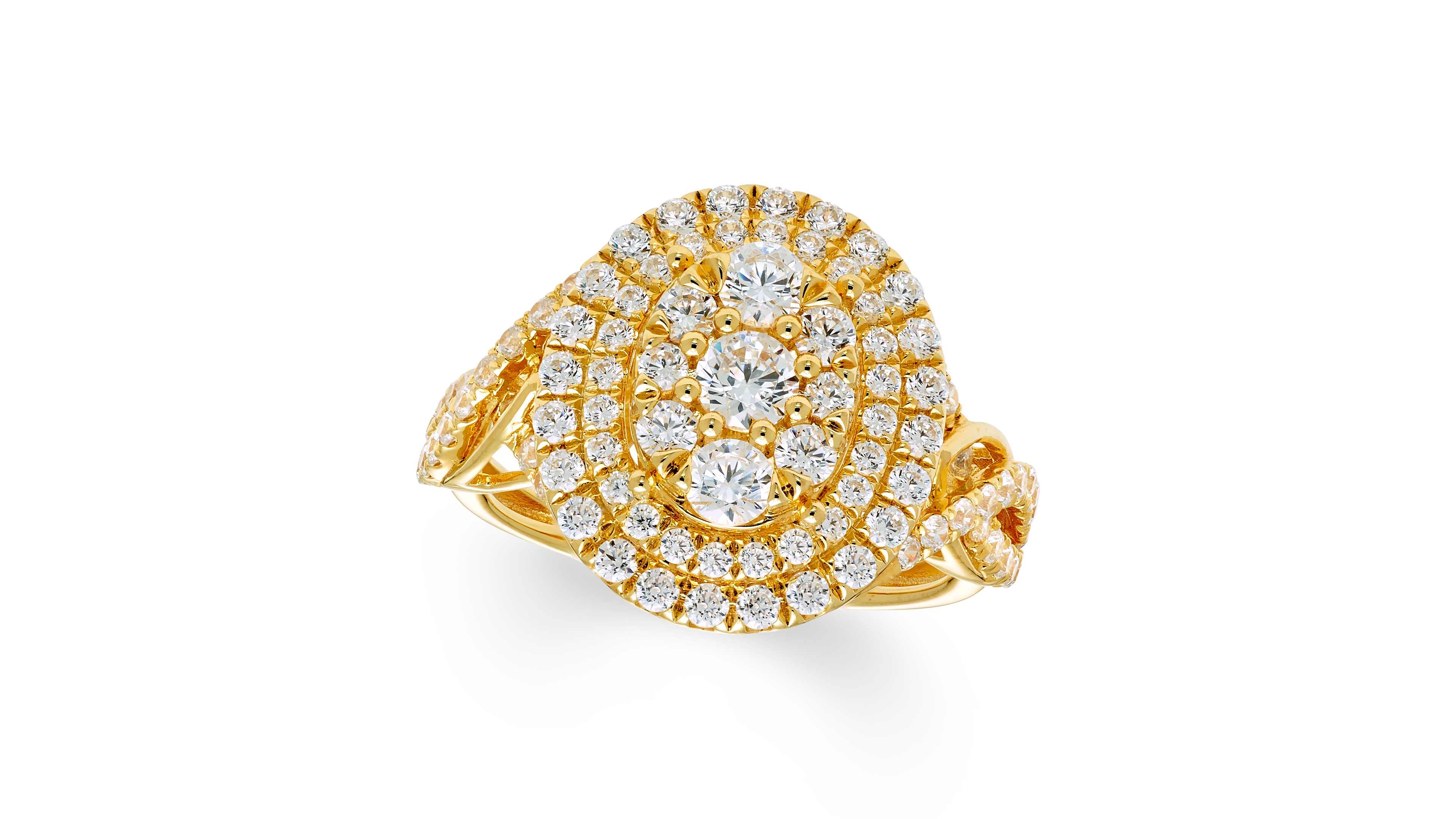 Macy's Diamond Cluster Halo Ring (1-1/2 ct. t.w.) in 14k Yellow Gold