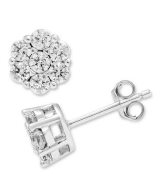Macy's - Diamond Cluster Earrings (1 ct. t.w.) in 14K White Gold