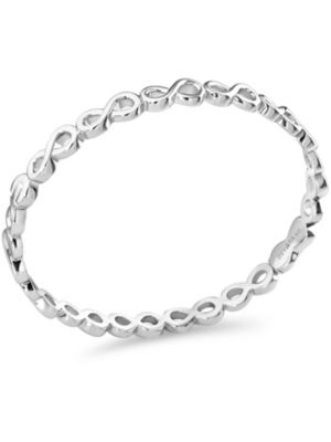 Infinity Bangle Bracelet in Rhodium Plated Sterling Silver, Size Medium