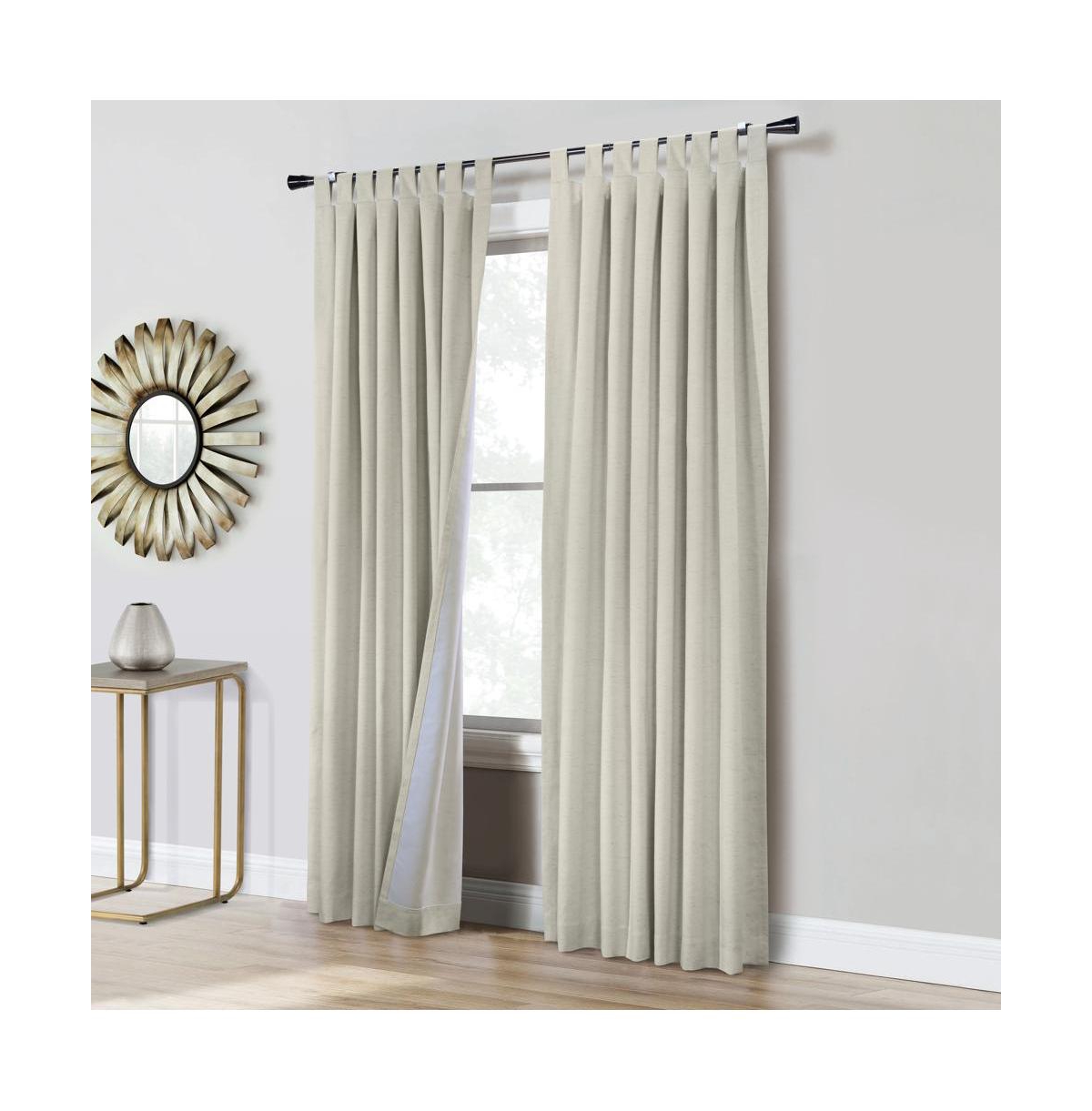 Thermaplus Ventura Blackout Window Treatment Tab Top Curtain Panel for Bedroom Livingroom 52" x 95" Natural