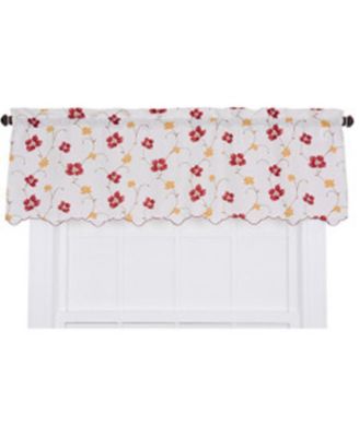 Zoe High Quality Room Darkening Solid Color Floral Print fabric Window Valance - 48 x15"