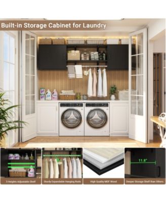 Laundry Room Organizer Cabinet with Hanging Rods