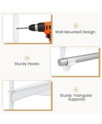 4-8 FT Wall-Mounted Closet Organizers and Storage System with Hanging Rod