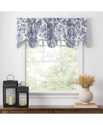 Victoria Park Toile Room Darkening Solid Color Lined Scallop Window Valance - 70 x15"