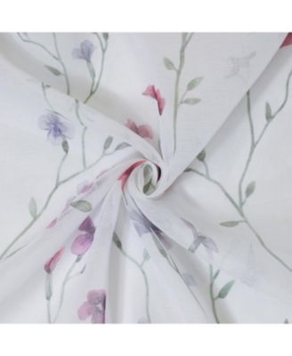 100% Polyester Hazel Sheer Faux Linen Floral Grommet Curtain Panel 52" x 63" in Pink