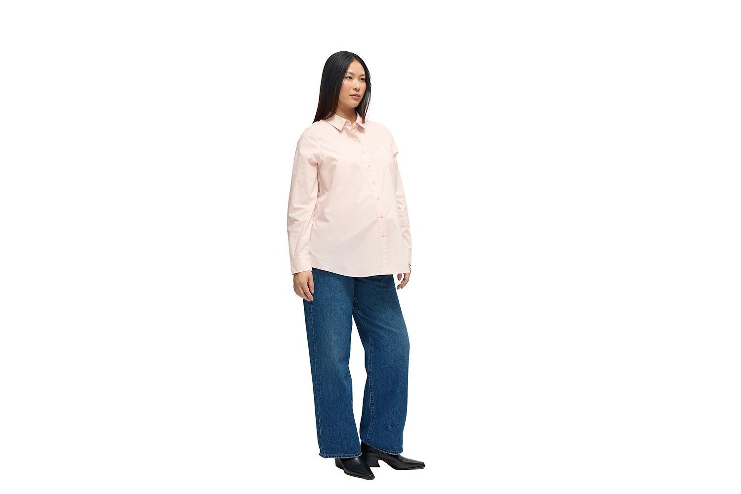 Women's Long Sleeve Poplin Nursing Button-Down Shirt
