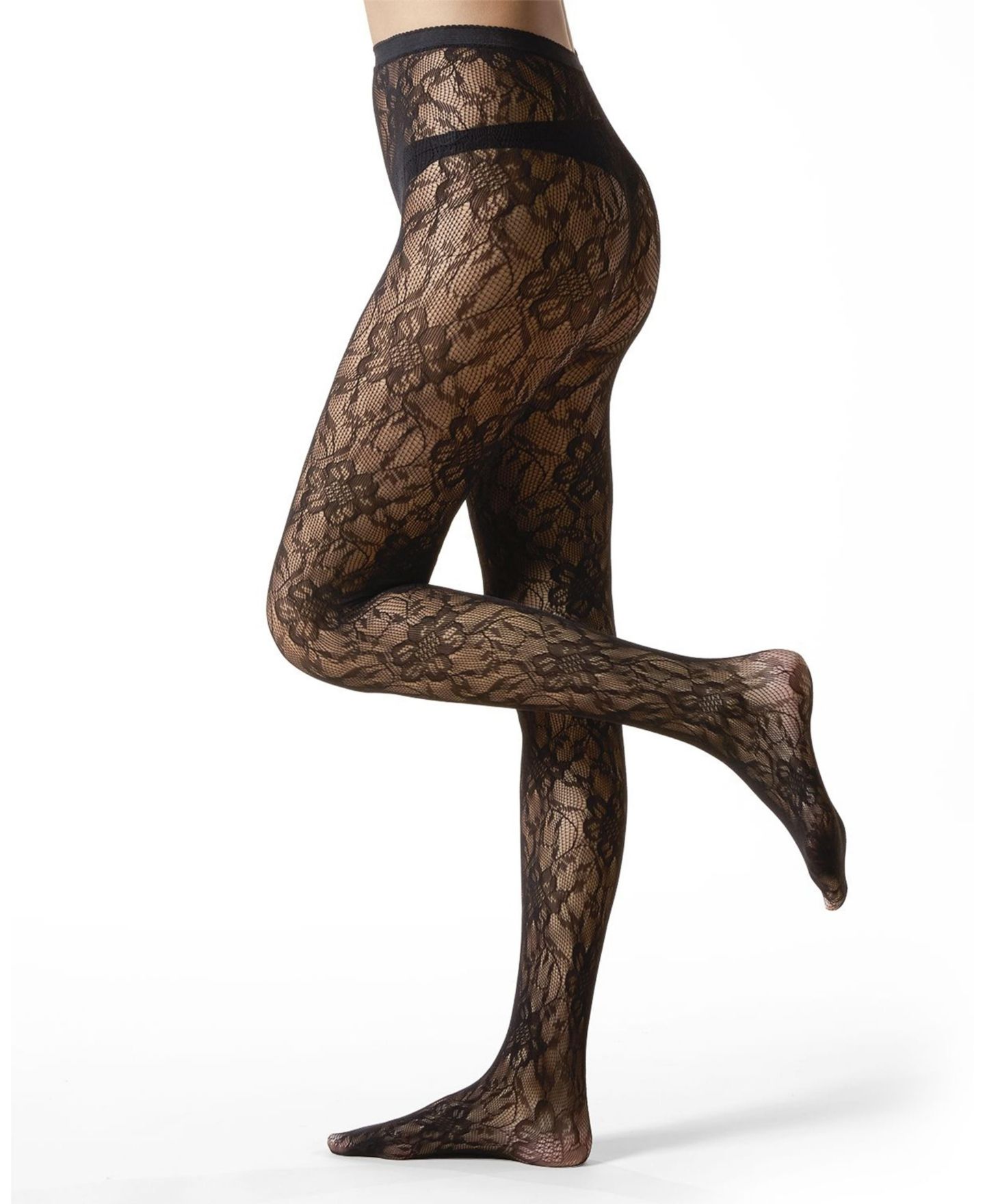 Женские колготки MeMoi "Blooming Floral" Fashion Net Tights, цвет: Чёрный — фото 1