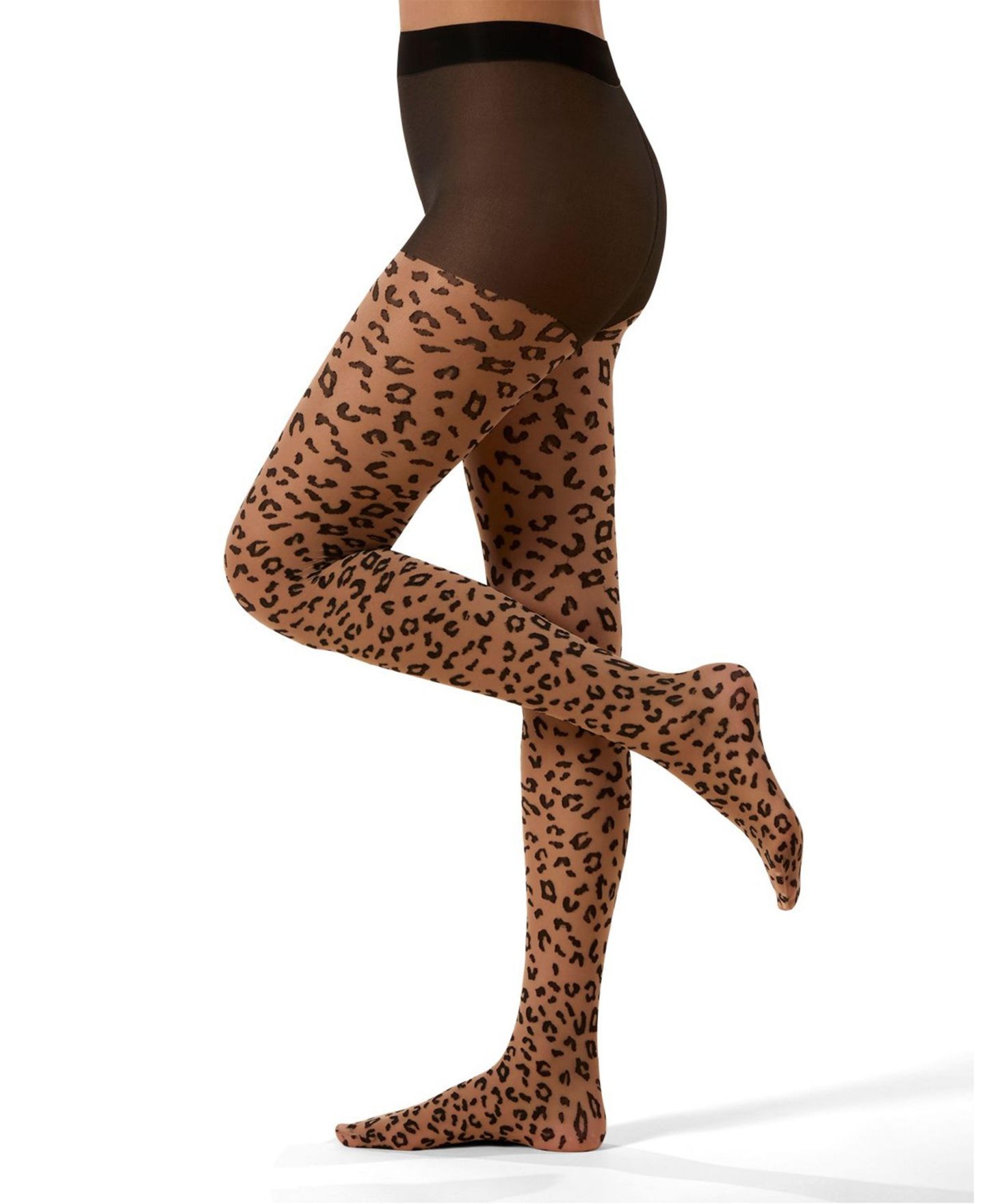 Женские колготки MeMoi Leopard Print Sheer Nylon Tights, цвет: Телесный чёрный — фото 1