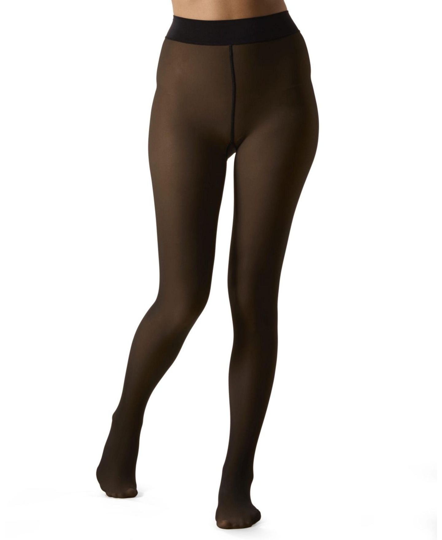 Женские леггинсы MeMoi Sheer Illusion Fleece-Lined 80-Denier Thermal Tights, цвет: Телесный чёрный — фото 4
