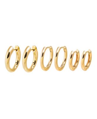 The Solid Rounded Gold-Plated Ring Huggie Earring Combo Set