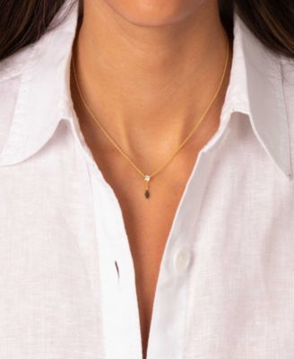 Cubic Zirconia Bezel X Solid Marquise Drop Necklace