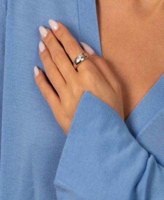 Octagon Cubic Zirconia Gold Plated Jumbo Puff Ring