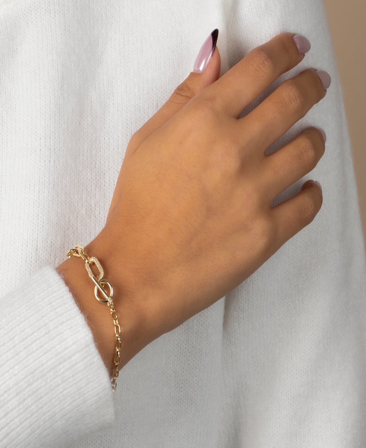 By Adina Eden Pave Accented Toggle Multi Chain Bracelet