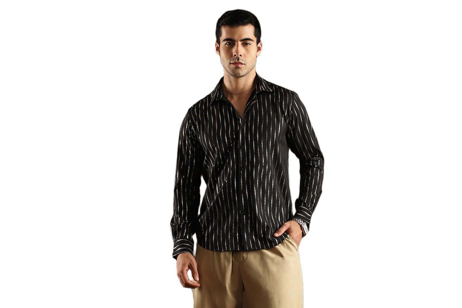 Men's Metallic-Vined Shirt