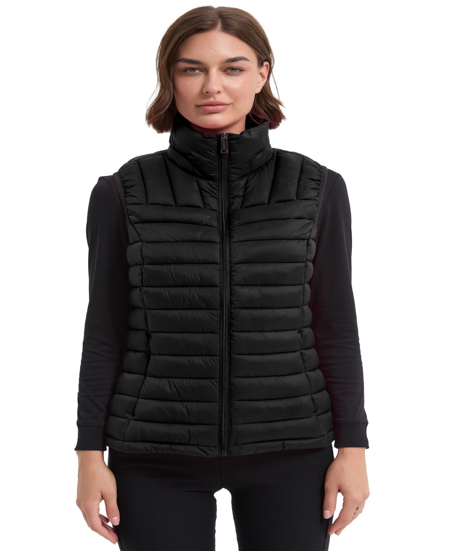 Женский жилет Hawke & Co. Rail Quilt Packable Puffer, цвет: Чёрный — фото 1