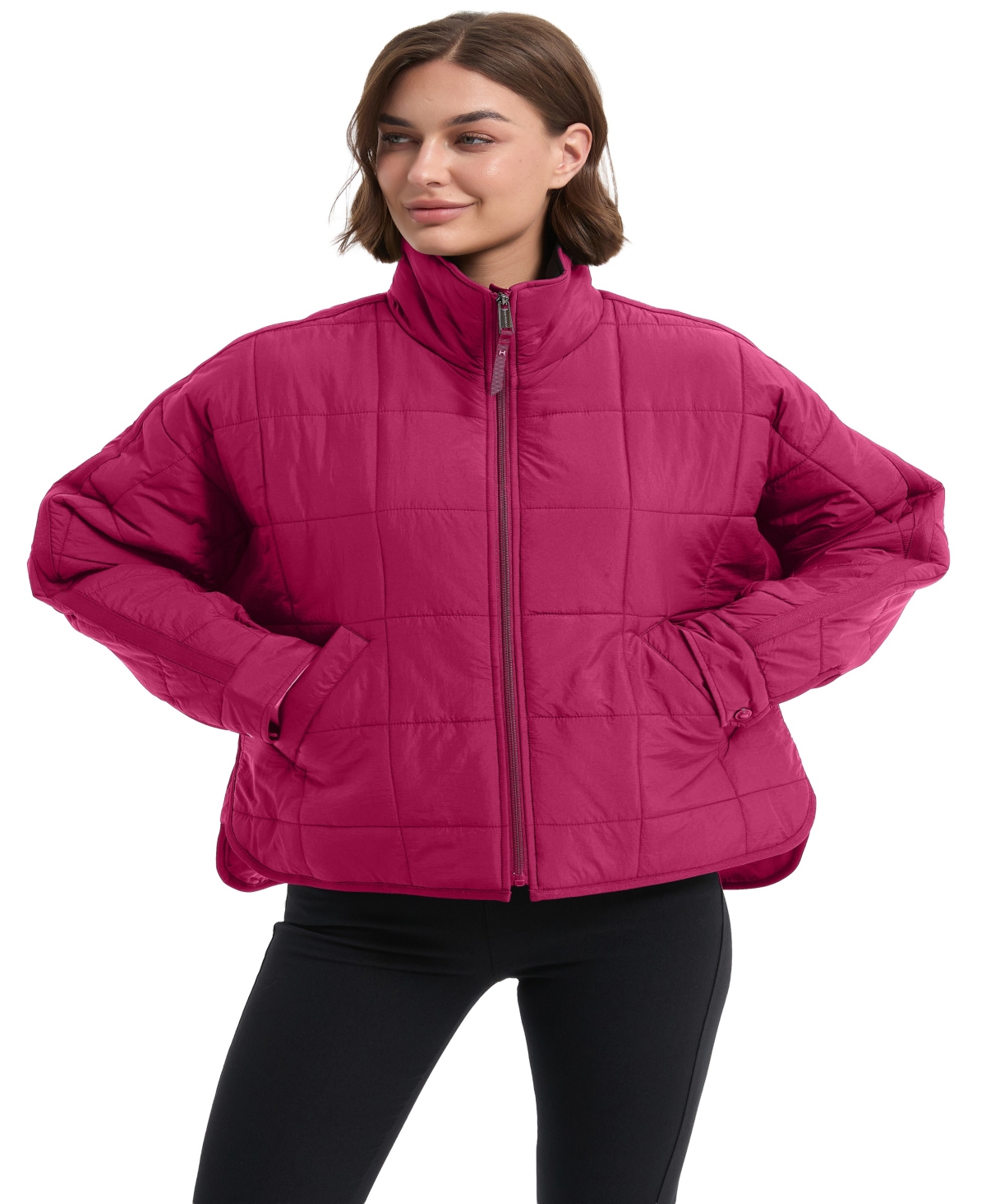 Hawke & Co. Women's Crinkle Oversized Quilted Jacket In Pink