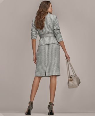 Women's Draped Lapel Collar Belted Sequin Detail Jacket