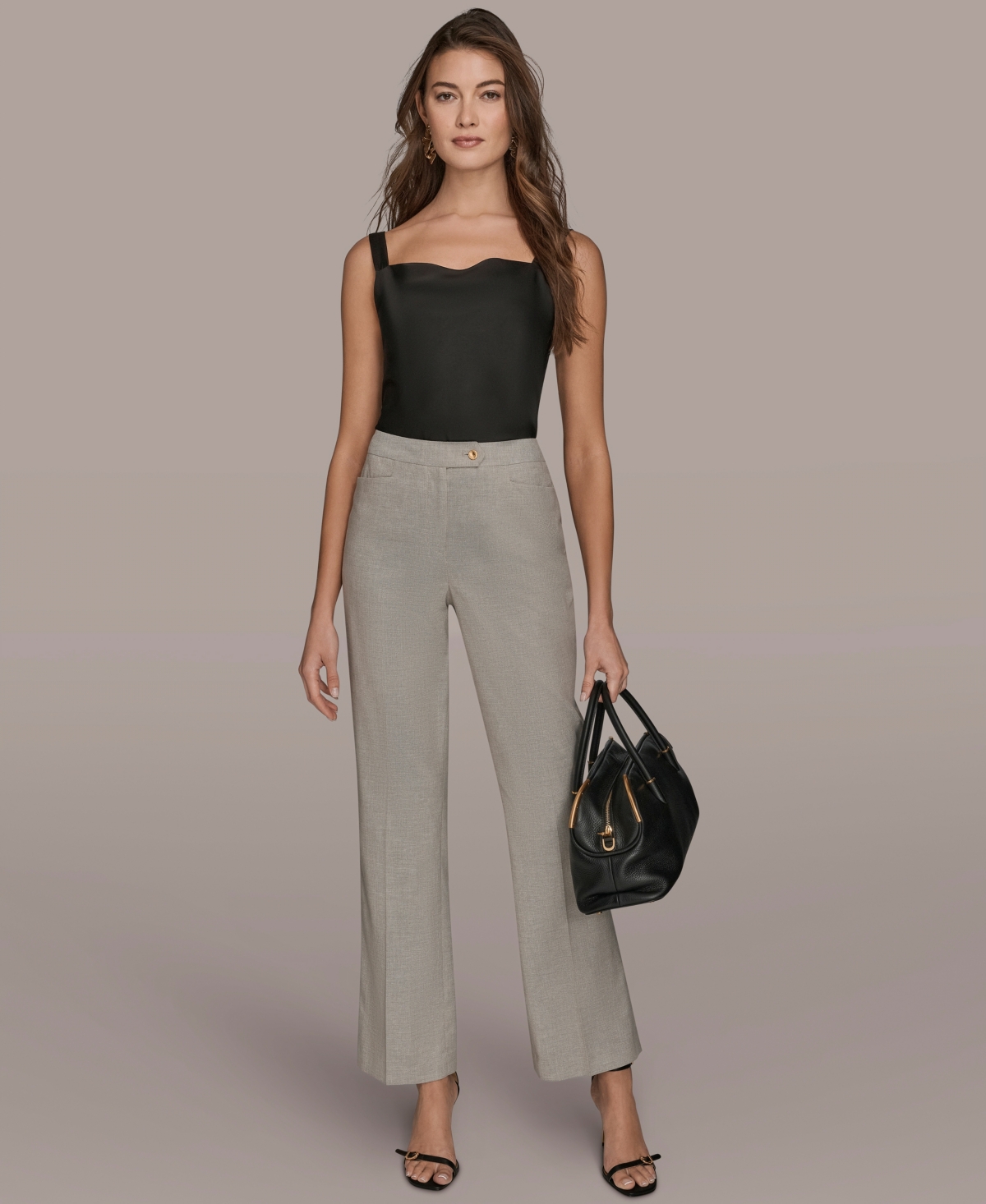Donna Karan Women's Straight Leg Mid-rise Pants In Gray