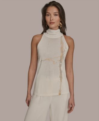 Donna Karan New York - Women's Printed Turtle Neck Top