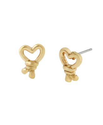 Rhodium Heart Knot Stud Earrings
