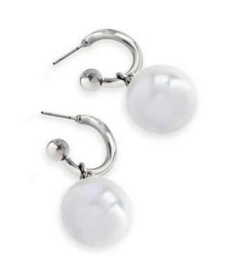Faux Cultured Pearl Charm Huggie Earrings