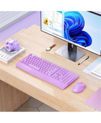 Wireless Combo, Full-Sized Keyboard with Wrist Rest & 3 DPI Mouse, 2.4G, Compatible with PC/Laptop/Computer, Purple