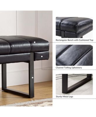 Mid-century Modern Laurens Upholstered Bench with Metal Legs