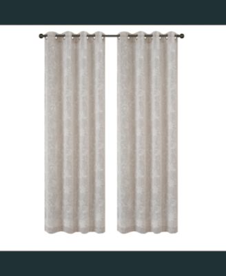 100% Polyester Sheila Light Filtering Faux Linen Floral Grommet Curtain Panel 52" x 84" Taupe