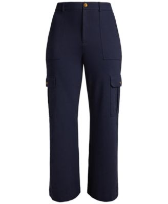 Plus Size Ponte Wide-Leg Cargo Pants