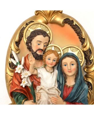 Holy Family Wall Plaque, Oval Religious Decor Featuring Joseph, Mary & Baby Jesus for Prayer Room & Faithful Home