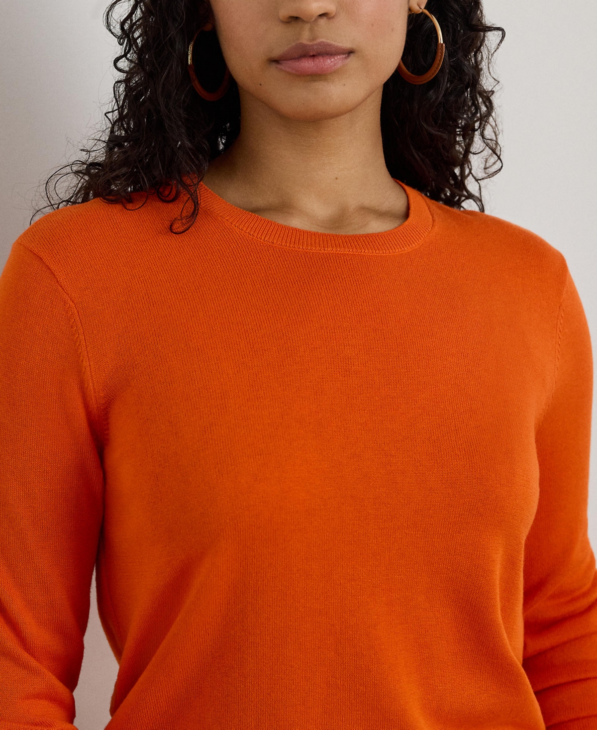 Ralph Lauren Plus Size Cotton-blend Crewneck Sweater In Orange