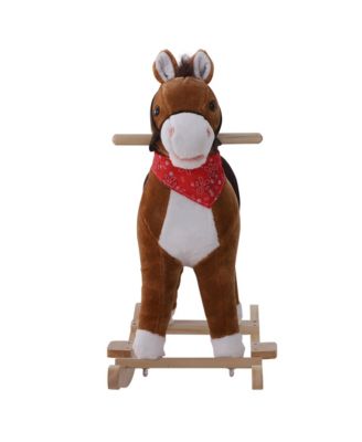 Kids Ride on Rocking Horse Plush Toy with Realistic Sounds