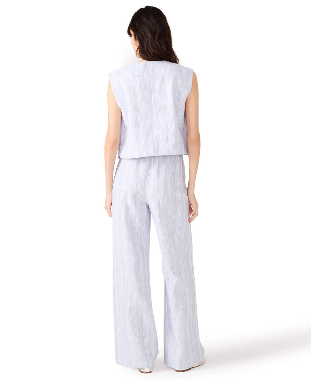 Steve Madden Minorca Stripe Wide Leg Pants In White