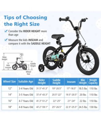 16 Inch Kids Bike Adjustable for 3-8 Years Old with Low-Step Frame