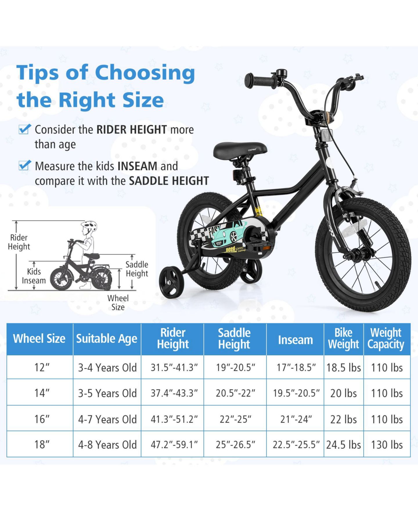Детская игрушка SUGIFT 16 Inch Adjustable Low-Step Frame Carbon Steel Kids Bike, Ages 3-8, цвет: Чёрный — фото 4