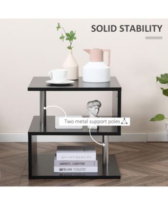 20" Chic Designer S-Shaped Multi-Level Accent End Table Shelf,