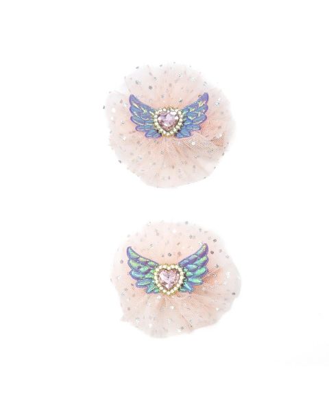 Аксессуары для волос Puttisu 2pc Angel Sparkle Wings Clip Set для девочек, цвет: Слоновая кость розовый