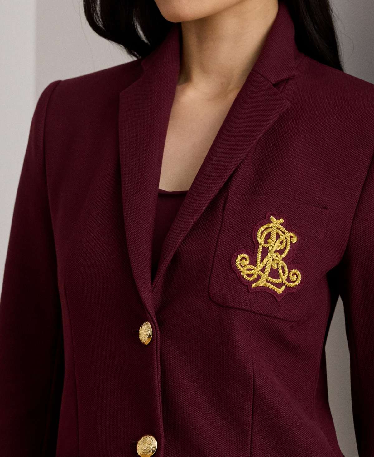 Ralph Lauren Bullion Jacquard Blazer In Burgundy