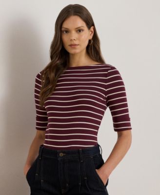 Lauren Ralph Lauren - Women's Striped Boat Neck T-Shirt