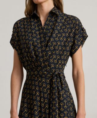 Women's Geo-Print Belted Dress