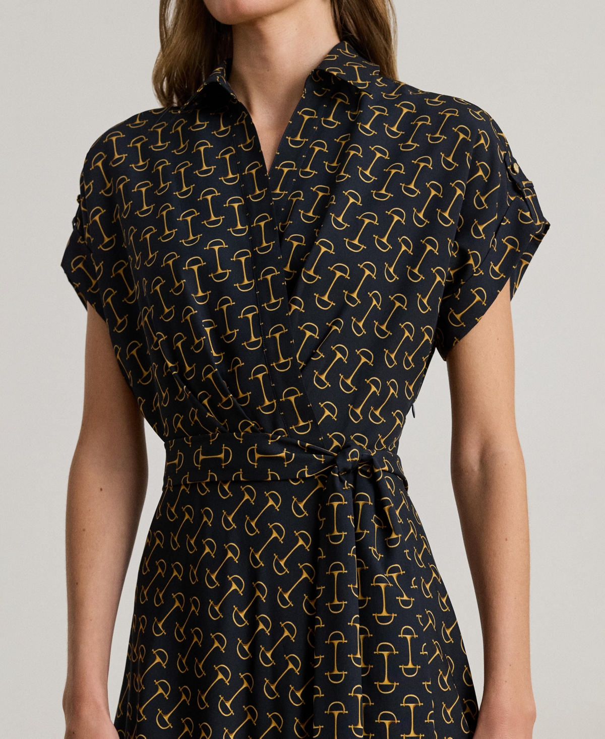 Lauren Ralph Women's Geo-Print Belted Dress