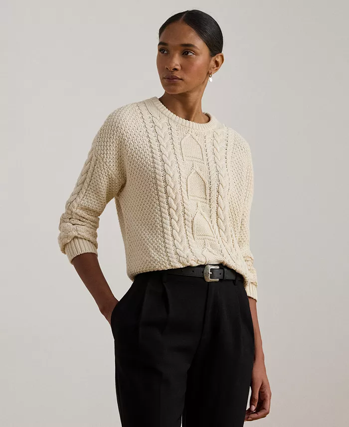 Women's Cable-Knit Crewneck Sweater