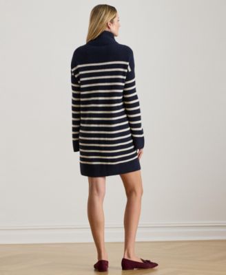 Women's Striped Turtleneck Dress